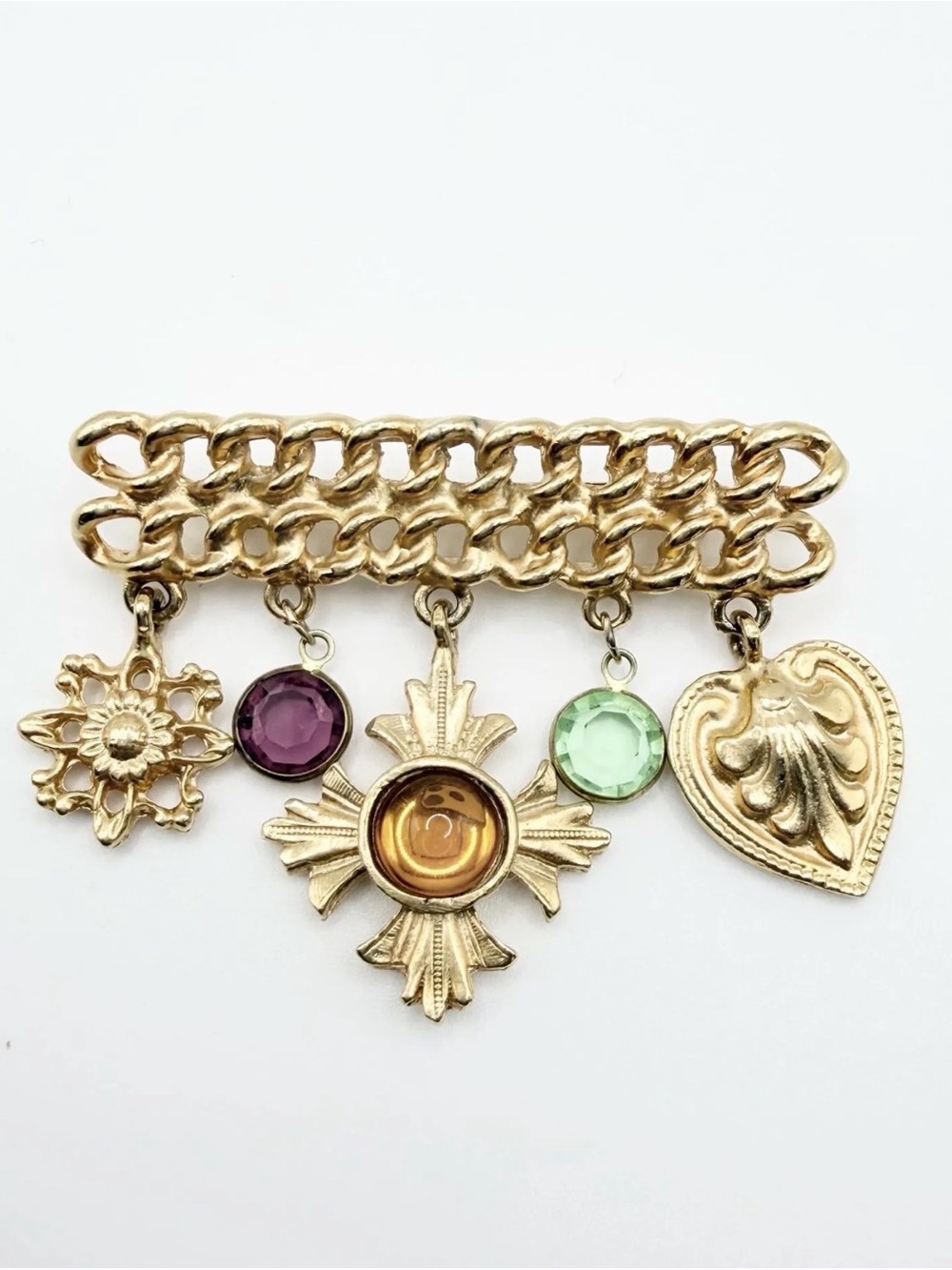 Vintage Verified (#71) Juliana Gold-Tone Multi-Charm Brooch - 1960s